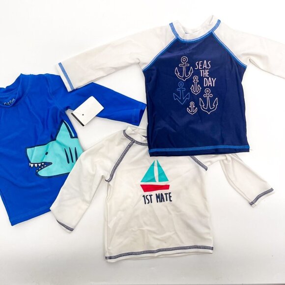 Bundle of Cat & Jack Infant Baby Rash Guards Swim Shirts Long Sleeve 3-6 months - Picture 1 of 5